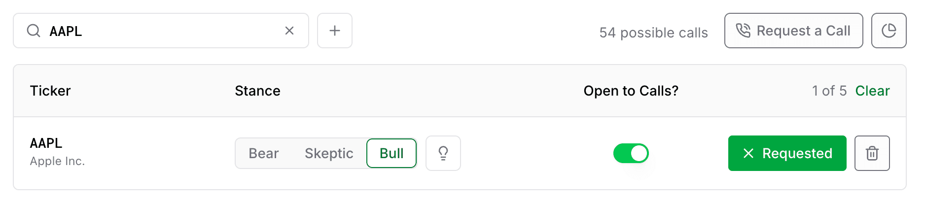 Search bar ticker coverage